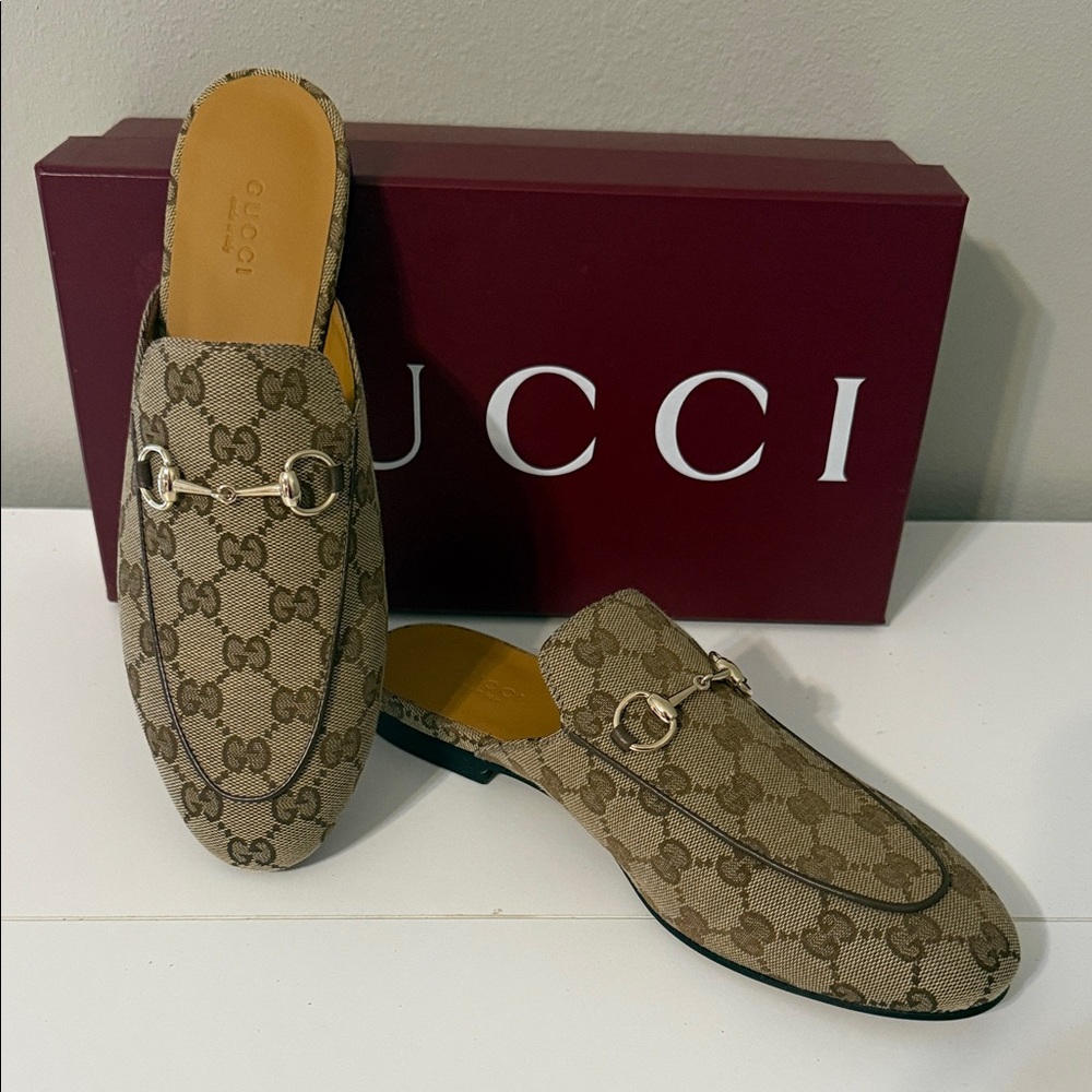 Gucci Monogram Womens Princetown Slipper.  Original GG canvas . Size 38
